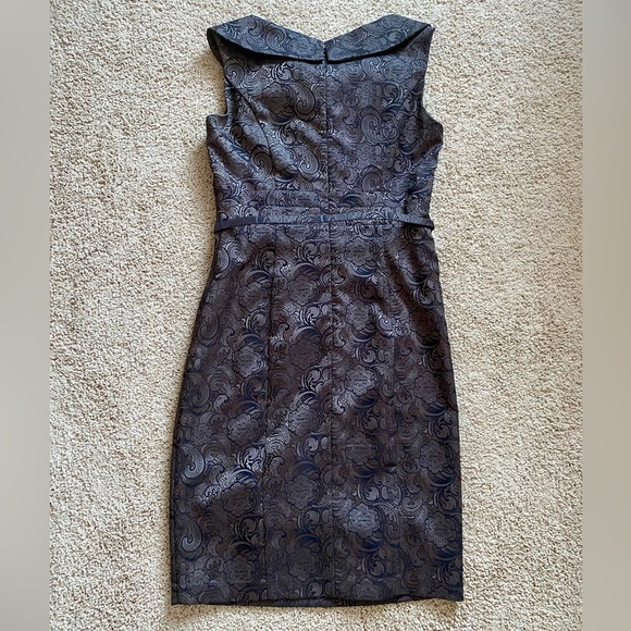 Le Chateau Jacquard Bronze Black Tailored Cocktail Dress - Picture 6 of 12